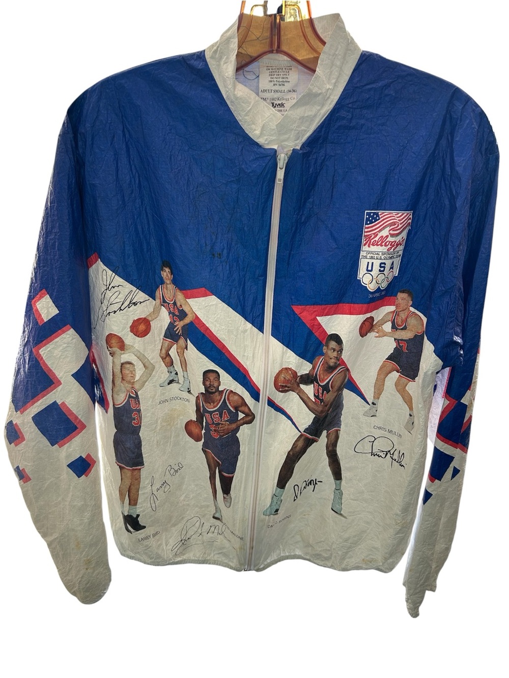 USA Olympic 1992 Team Vintage-Style Blue & White Basketball Windbreaker Jacket